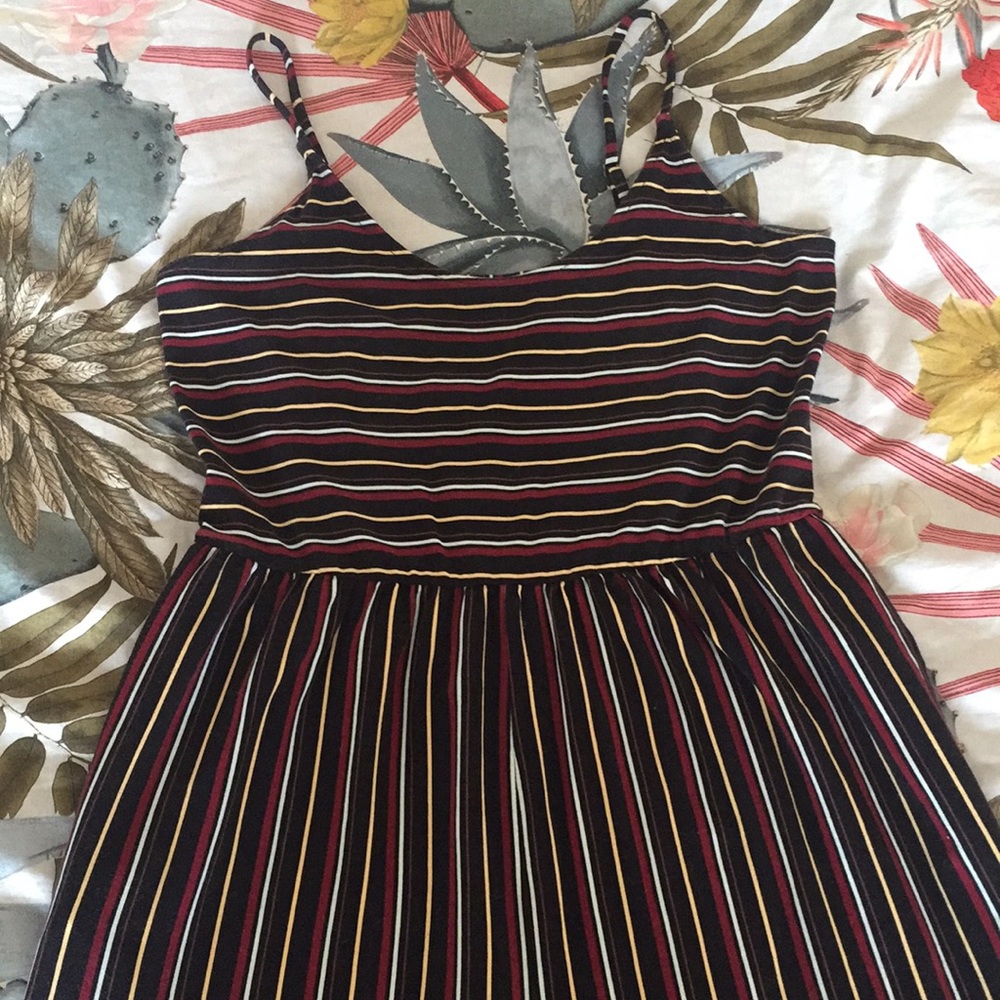 Striped wide leg romper with spaghetti straps